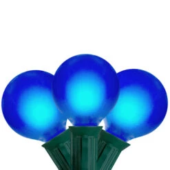Northlight Set Of 15 Blue Satin G50 Globe Christmas Lights - Green Wire