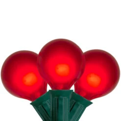 Northlight Set Of 15 Red Satin G50 Globe Christmas Lights - Green Wire