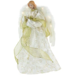 Northlight 14" Lighted White And Gold Angel In A Dress Christmas Tree Topper - Warm White Lights -Winter Decor Store northlight e90894 3new 40817.1669797781