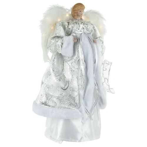 Northlight 18" Lighted White And Silver Angel In A Dress Christmas Tree Topper - Warm White Lights 3 Northlight 18" Lighted White And Silver Angel In A Dress Christmas Tree Topper - Warm White Lights - Image 3