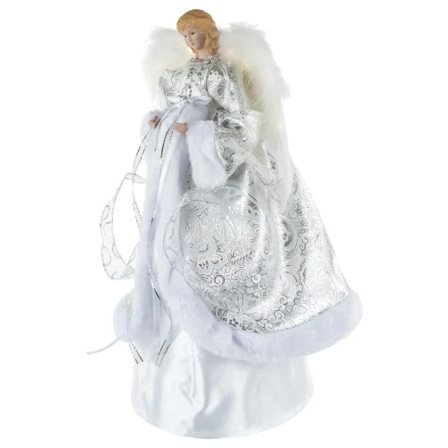 Northlight 18" Lighted White And Silver Angel In A Dress Christmas Tree Topper - Warm White Lights 4 Northlight 18" Lighted White And Silver Angel In A Dress Christmas Tree Topper - Warm White Lights - Image 4