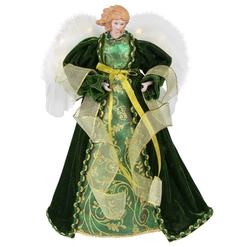 Northlight Angel With Lighted Wings Christmas Tree Topper - 14" - Green And Gold 1 Northlight Angel With Lighted Wings Christmas Tree Topper - 14" - Green And Gold