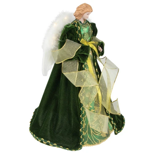 Northlight Angel With Lighted Wings Christmas Tree Topper - 14" - Green And Gold 5 Northlight Angel With Lighted Wings Christmas Tree Topper - 14" - Green And Gold - Image 5