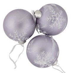 Northlight 3ct Purple Glass Ball Christmas Ornaments With Snowflakes 3" (80mm) -Winter Decor Store northlight eb94512 1 29040.1671181276