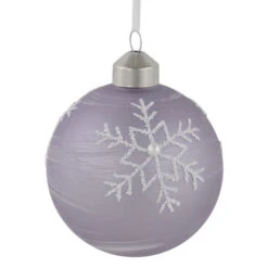 Northlight 3ct Purple Glass Ball Christmas Ornaments With Snowflakes 3" (80mm) -Winter Decor Store northlight eb94512 3 37062.1671181276