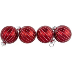 Northlight 4ct Shiny Red And White Striped Glass Ball Christmas Ornaments 3" (80mm) -Winter Decor Store northlight eb94958 02 68328.1695657495
