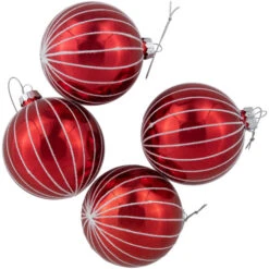 Northlight 4ct Shiny Red And White Striped Glass Ball Christmas Ornaments 3" (80mm) -Winter Decor Store northlight eb94958 03 84175.1695657495