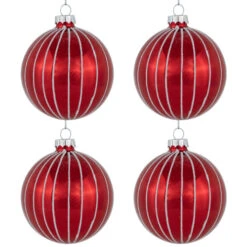 Northlight 4ct Shiny Red And White Striped Glass Ball Christmas Ornaments 3" (80mm) -Winter Decor Store northlight eb94958 04 39107.1695657495