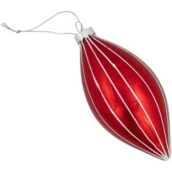 Northlight 5" Shiny Red And White Glittered Striped Glass Finial Christmas Ornament -Winter Decor Store northlight eb94959 04 61680.1695657492