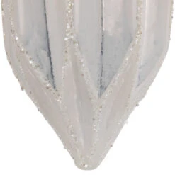 4.5" White And Silver Glitter Finial Glass Christmas Ornament -Winter Decor Store northlight eb94964 03 71512.1695657493