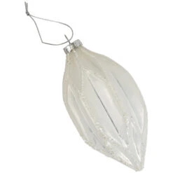 4.5" White And Silver Glitter Finial Glass Christmas Ornament -Winter Decor Store northlight eb94964 04 89759.1695657493