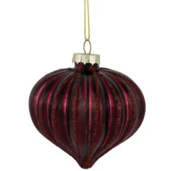 Northlight 4ct Shiny Maroon Onion Glass Christmas Ornaments 3"