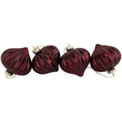Northlight 4ct Shiny Maroon Onion Glass Christmas Ornaments 3" -Winter Decor Store northlight eb94967 02 44249.1695744011