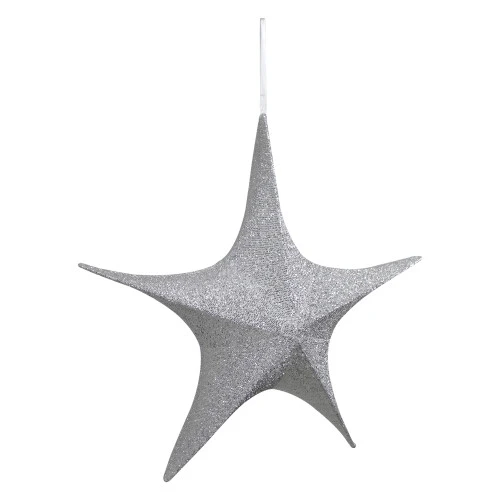 Tinsel Foldable Glitter Christmas Star Outdoor Decoration - 25.5" - Silver 3 Tinsel Foldable Glitter Christmas Star Outdoor Decoration - 25.5" - Silver - Image 3