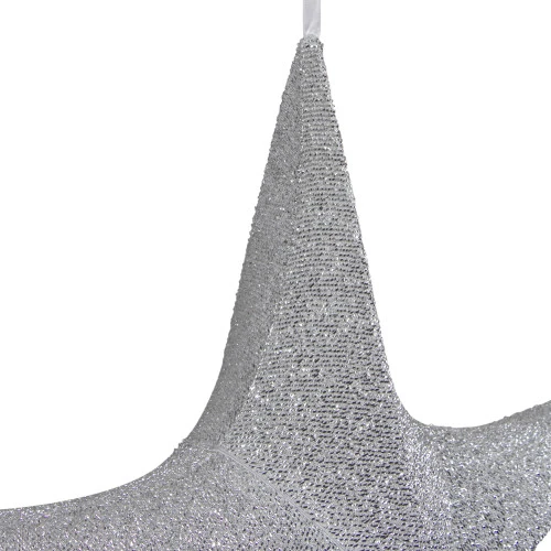 Tinsel Foldable Glitter Christmas Star Outdoor Decoration - 25.5" - Silver 4 Tinsel Foldable Glitter Christmas Star Outdoor Decoration - 25.5" - Silver - Image 4