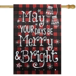 Northlight Red Buffalo Plaid Merry And Bright Christmas House Flag 28" X 40"