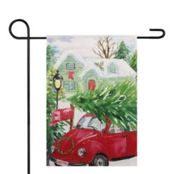 Northlight Red Car And Christmas Tree Outdoor Garden Flag 12.5" X 18"