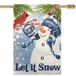 Northlight Let It Snow Snowman And Cardinal Outdoor House Flag 28" X 40"