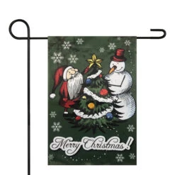Northlight Merry Christmas Santa And A Snowman Garden Flag 12.5" X 18"