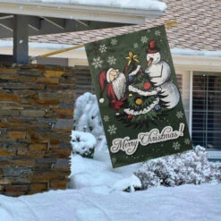 Northlight Merry Christmas Santa And Snowman Outside House Flag 28" X 40" -Winter Decor Store northlight fg91398 fg91417 large 3 40806.1601688796