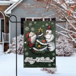 Northlight Merry Christmas Santa And A Snowman Garden Flag 12.5" X 18" -Winter Decor Store northlight fg91398 fg91417 style 58825.1601861654