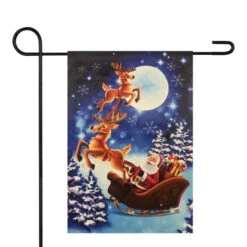 Northlight Santa And Reindeer Sleigh Ride Outdoor Garden Flag 12.5" X 18"