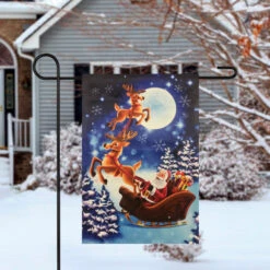 Northlight Santa And Reindeer Sleigh Ride Outdoor Garden Flag 12.5" X 18" -Winter Decor Store northlight fg91400 fg91419 style 19040.1601861654