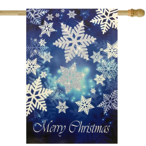 Northlight Merry Christmas And Snowflakes Blue And White House Flag 28" X 40" 1 Northlight Merry Christmas And Snowflakes Blue And White House Flag 28" X 40"