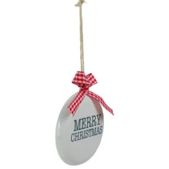 4.5" White And Red Merry Christmas Ornament With A Bow -Winter Decor Store northlight fh26924 1 73967.1601602375
