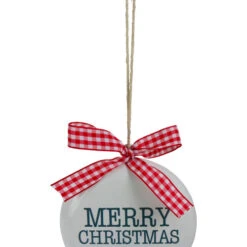 4.5" White And Red Merry Christmas Ornament With A Bow -Winter Decor Store northlight fh26924 2 65017.1601602375