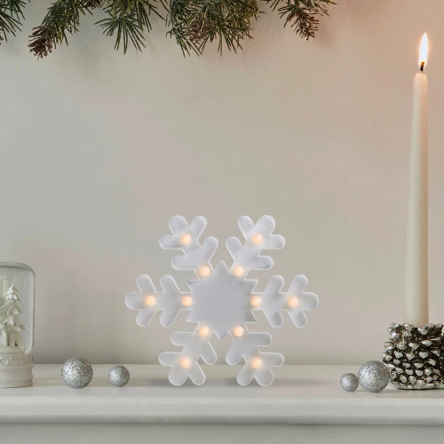 Northlight LED Lighted Snowflake Christmas Marquee Sign - 9.5" - White 2 Northlight LED Lighted Snowflake Christmas Marquee Sign - 9.5" - White - Image 2