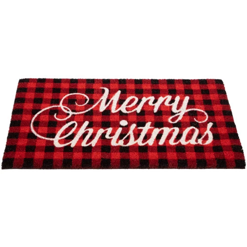 Red And Black Plaid "Merry Christmas" Natural Coir Christmas Outdoor Doormat 18" X 30" 4 Red And Black Plaid "Merry Christmas" Natural Coir Christmas Outdoor Doormat 18" X 30" - Image 4