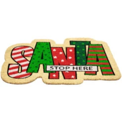 Northlight Red And Green "Santa Stop Here" Outdoor Christmas Doormat 18" X 30" -Winter Decor Store northlight fw94658 2 85159.1693409624
