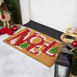 Northlight Brown And Red "Noel" Natural Coir Outdoor Christmas Doormat 18" X 30" -Winter Decor Store northlight fw94659 styled2 27309.1693409624