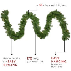 Northlight Pre-Lit Windsor Pine Artificial Christmas Garland - 9' X 10" - Clear Lights -Winter Decor Store northlight gb20ygc810 gr thumbnail 69519.1664379672