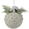 Northlight 4" Cedar And Berries White Glass Christmas Ornament