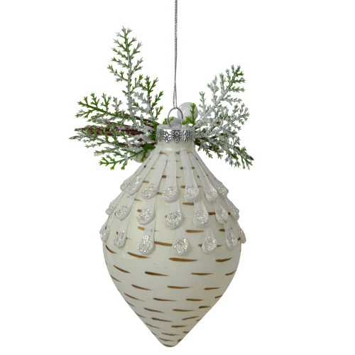 Northlight 5" Cedar And Berries White Finial Christmas Ornament 2 Northlight 5" Cedar And Berries White Finial Christmas Ornament - Image 2
