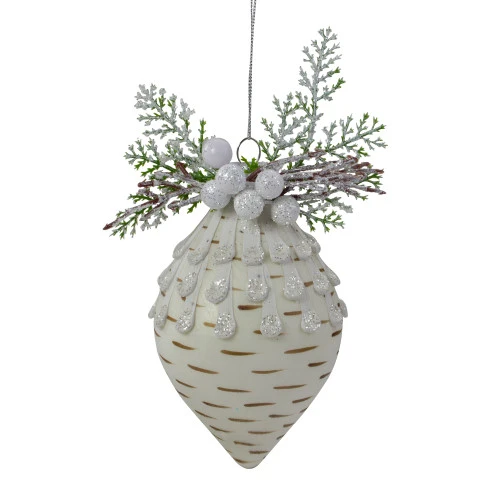 Northlight 5" Cedar And Berries White Finial Christmas Ornament 1 Northlight 5" Cedar And Berries White Finial Christmas Ornament