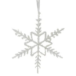 Northlight 10" White Glittered Snowflake Christmas Ornament