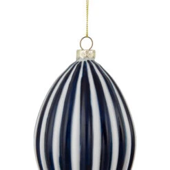 5.75" Blue And White Striped Finial Glass Christmas Ornament -Winter Decor Store northlight gb94382 sample 2 41245.1671008550