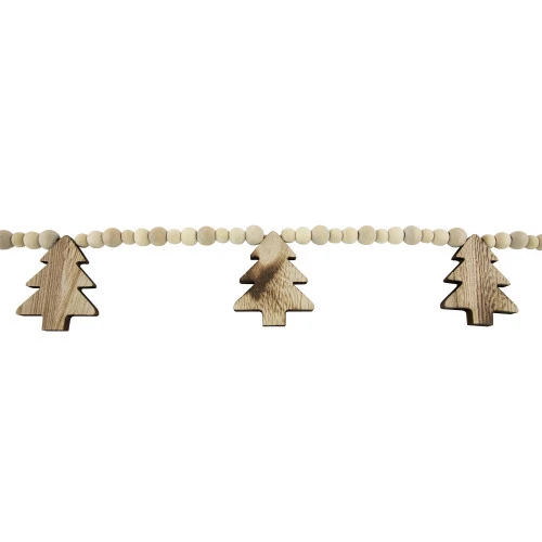 Northlight 6' X 3" Christmas Trees And Beads Wooden Garland 4 Northlight 6' X 3" Christmas Trees And Beads Wooden Garland - Image 4