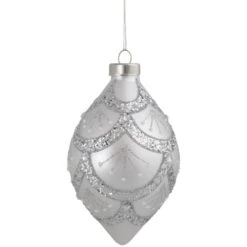 Northlight 5" Silver Glitter Cosmoid Finial Glass Christmas Ornament -Winter Decor Store northlight gb94390 sample 1 85928.1668587294