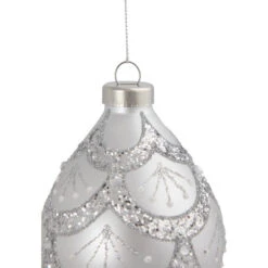 Northlight 5" Silver Glitter Cosmoid Finial Glass Christmas Ornament -Winter Decor Store northlight gb94390 sample 3 93072.1668587294