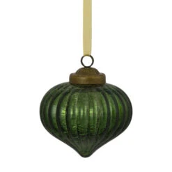 Northlight 3" Green Crackle Glass Onion Christmas Ornament