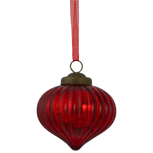 Northlight 3" Red Crackle Glass Onion Christmas Ornament 1 Northlight 3" Red Crackle Glass Onion Christmas Ornament