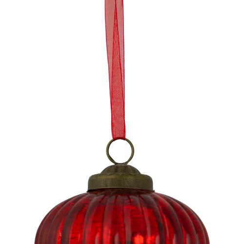 Northlight 3" Red Crackle Glass Onion Christmas Ornament 4 Northlight 3" Red Crackle Glass Onion Christmas Ornament - Image 4