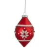 Northlight 5.25" Glittered Red And White Snowflake Glass Finial Christmas Ornament