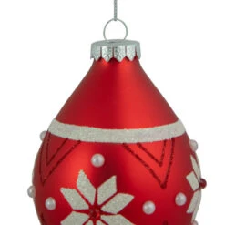 Northlight 5.25" Glittered Red And White Snowflake Glass Finial Christmas Ornament 10 Northlight 5.25" Glittered Red And White Snowflake Glass Finial Christmas Ornament -Winter Decor Store northlight gb94424 sample 3 11631.1669884311