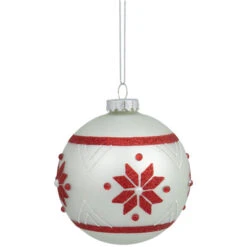 Northlight 4" Glittered Snowflake Glass Christmas Ball Ornament 5 Northlight 4" Glittered Snowflake Glass Christmas Ball Ornament -Winter Decor Store northlight gb94425 sample 2 92012.1661972259