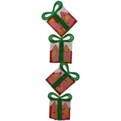 Northlight Lighted Tinsel Stacked Gift Boxes Outdoor Christmas Decoration - 44" - Clear Lights